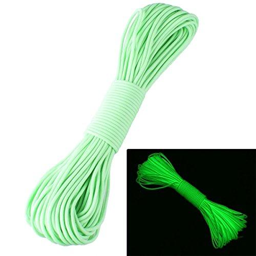 ZJchao (TM) Paracord 550 Luminous, fluorescente, 9 fili, cordino paracadute, verde, 25ft