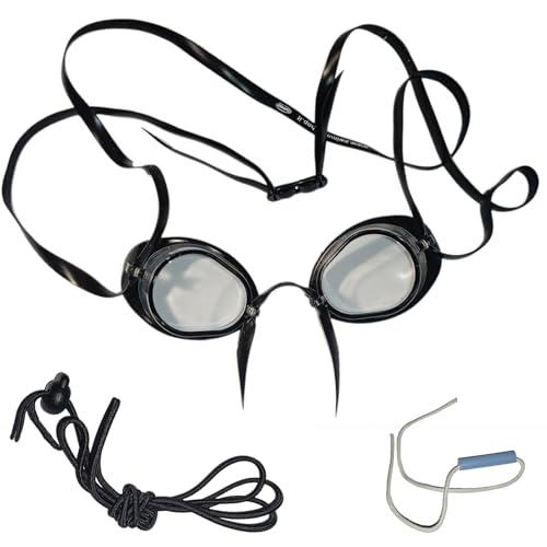 SwimmerShop Occhialini Nuoto Tipo Svedesi - Occhialini Piscina con Bordo in Gomma, Anti Appannamento, Gommati, Protezione UV - Modello Svedesi per Nuotatori Professionisti - Trasparenti