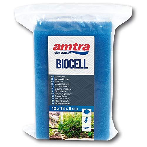 Amtra Biocell Blue Foam - Spugna acquario sintetica, Spugna filtro acquario meccanico, atossica, porosità fine, 18x12 cm