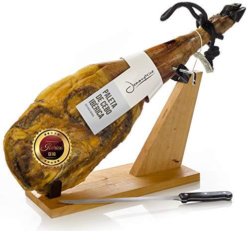 Prosciutto Spagnolo Pata Negra ibérico (Spalla) 4-4.5 Kg + Porta Prosciutto + Coltello - Jamon Iberico (Paleta Cebo)