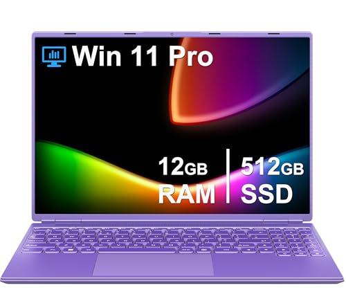 NOTODD PC Portatile 16 Pollici Laptop Win11 12GB 512GB 1TB SSD Espansione N5095 fino a 2.9Ghz, Computer Portatile Ventola di Raffreddamento丨5GWIFI丨2K FHD丨Mini HDMl丨Membrana Tastiera Italiana- Viola