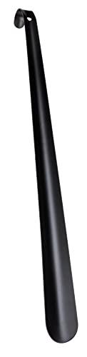 WENKO Calzascarpe extra lungo, aiuta a calzare le scarpe senza sforzare la schiena o chinarsi, lunghezza 58,5 cm acciaio inox con foro per appenderlo, ideale per corridoio e ingresso, nero