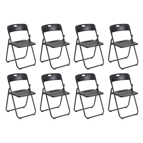 Baroni Home Sedia Pieghevole con Struttura in Acciaio e PVC, Seduta Salvaspazio Richiudibile con Piedini e Maniglia, da Viaggio, Cucina, Soggiorno, Camera da Letto, 74x43x49 cm, 8 pezzi, Nero