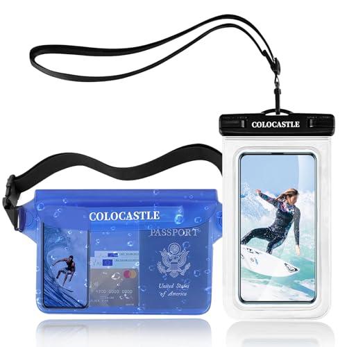 COLOCASTLE Custodia Impermeabile Smartphone, Borsa Impermeabile Mare, Sacca Stagna, Dry Bag, IP68 Marsupio Subacquea con Cintura Regolabile per Spiaggia Nuoto, Canottaggio, Pesca, Escursioni