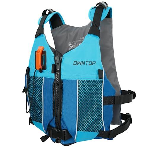 Owntop Aiuti per La Galleggiabilità per Adulti e Adolescenti con Zaino Idratazione, Fischietto e Tasche - Giubbotto Galleggiante Regolabile Gilet da Nuoto Unisex per Paddleboard, Kayak, Pesca, Vela