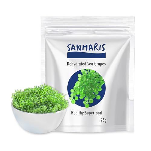 SANMARIS uva di mare, disidratata, vegana, snack di alghe, caviale verde, alghe essiccate, perdita di peso, croccante (25 Gram)
