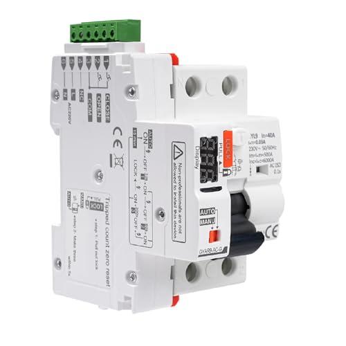 Salvavita con Riarmo Automatico con display a LED,40A 30mA 2P AC230V Interruttore Differenziale a Riarmo Automatico RCCB Salvavita Riarmo Automatico(30mA Type AC)