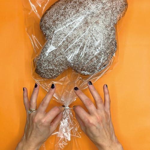 FAH - 10 Sacchetti per Alimenti Trasparenti + 10 Chiusure Metalliche - 35 x 48 cm, Buste per Confezionare Panettone, Colomba, Ideali per Conservazione di Alimenti, Biscotti, Torte, Pane
