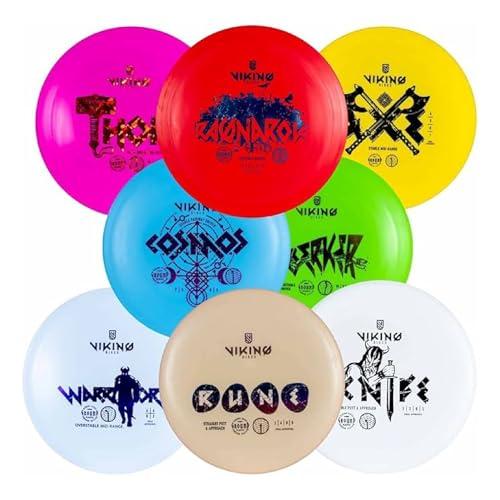 Viking Discs Ground Disc Golf Set – 8 Dischi Frisbee per Ogni Distanza, Approvato PDGA – Funsport all'aperto per Adulti e Bambini – Putter, Mid-Range, Fairway Driver, Distance Driver