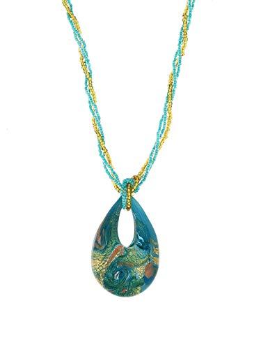 Venetiaurum - Collana Per Donna Con Pendente a GocciaIn Vetro Originale di Murano e argento 925 - Gioiello made in Italy certificato
