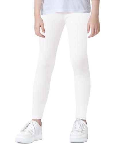 Domee Leggings Cotone Sportivo Lunghi Leggins Pantaloni Bambina Bianco 8-9 Anni (Dimensione Etichetta 140)