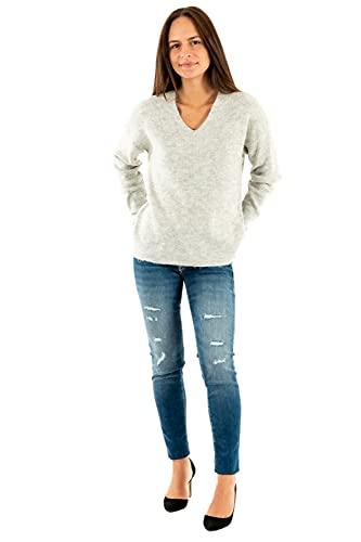 ONLY Onlcamilla V-Neck L/S Pullover Knt Noos, Chiaro Grigio Melange, S Donna