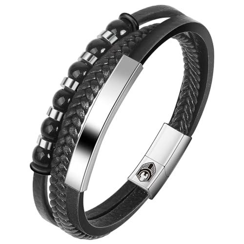 Braccialetto in Pelle Fatto a Mano Braccialetto Uomini Uomini in Pelle Con Chiusura Magnetica in Acciaio Inossidabile Braccialetto Intrecciato Per Gli Uomini E Idea Regali