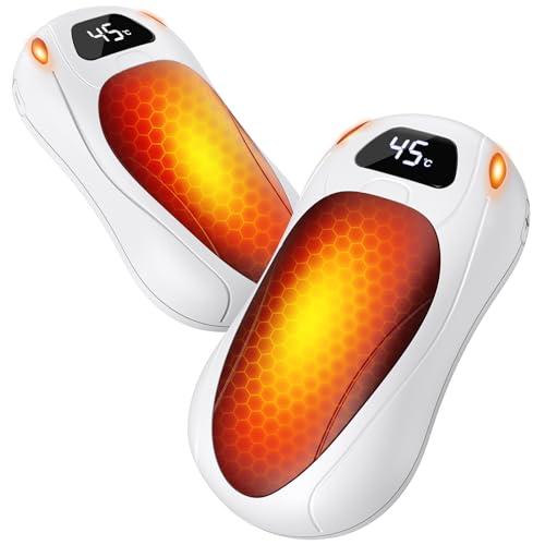 Scaldamani Elettrico, 6000 mAh Scaldamani Ricaricabile con LCD,35 °C-55 °C,Massima 12+ Ore,Riscaldamento Magnetico su Entrambi i Lati,Scaldamani Portatile Riutilizzabile per campeggio/Regali Invernali