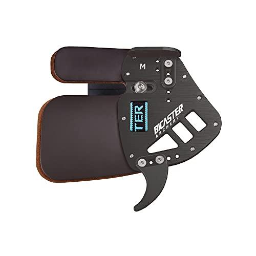 BICASTER ASA Finger Tabs Pelle di Vacchetta Viso+Piastra in Alluminio per Olimpico Ricurvo (Medio, Destro)