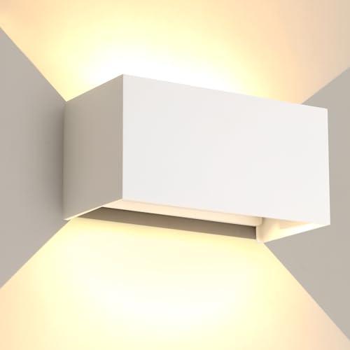 wisdom line 25W Applique Esterno Interno COB LED, Lampada da Parete Muro IP65 Impermeabile, Luce Bianco Caldo 3000K, in Alluminio Angolo Regolabile, Bianco