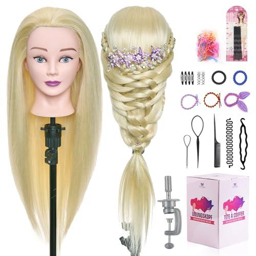 Neverland Testa per Parrucchieri 24 pollici 50% Capelli Veri Testina Parrucchiere Capelli Veri Testina per parrucchieri Testa per Parrucca Manichino Pratica Con Morsetto & DIY Hair Styling Tools