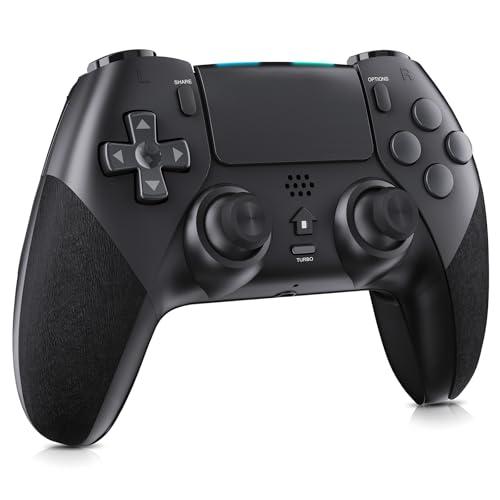 Holilo Controller PS-4, Joystick PS-4 Compatibile con PS-4/Pro/Slim, con Doppia Vibrazione, Somatosensoriale a 6 Assi, Turbo, Touch Panel-Nero