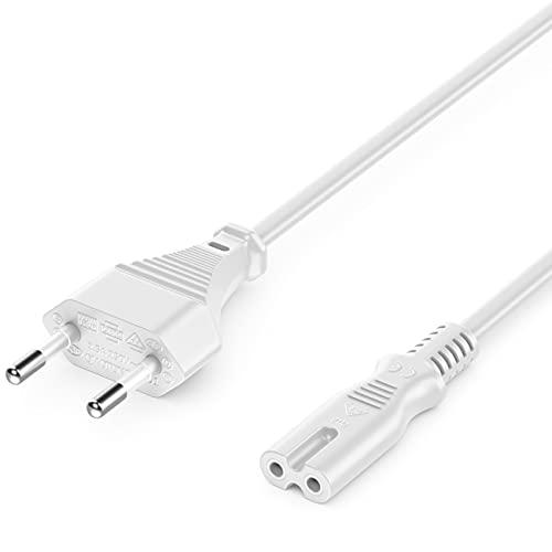deleyCON 3,0m Cavo di Alimentazione Elettrico Spina Tipo C Europlug a Presa C7 Cavo Euro per Piccoli Elettrodomestici Euro 8 TV Blu-Ray Alimentatori - Bianco