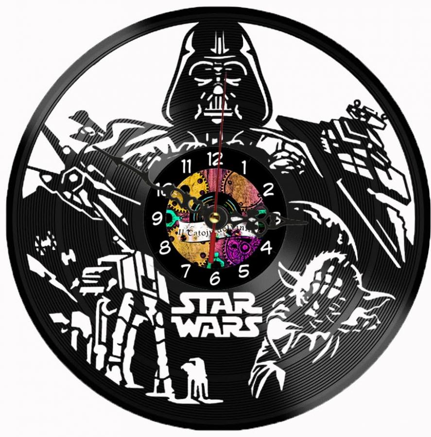 Orologio da Parete in Vinile, idea regalo per gli amanti della serie star wars, ideale per gli amanti delle guerre stellari orologio da muro con meccanismo silenzioso dimensione 30cm