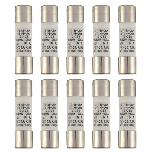 SIGANDG 16A 500V Fusibile tubolare ceramico RT18-32 10x38mm Fusibili cilindrici ad alta tensione (confezione da 10)