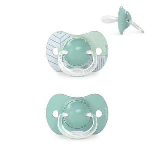 Suavinex Confezione da 2 Ciucci con Tettina Simmetrica in Silicone SX Pro, per Bambini da +18 Mesi, Tettina Piatta e Flessibile, Dreams Azzurro