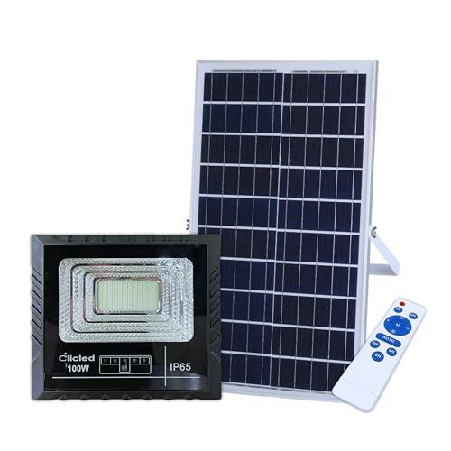 Clicled Faro Led da Esterno Con Pannello Solare 100W Indicatore Di Carica Luce Fredda Faro Solare Luci solari da Giardino Crepuscolare
