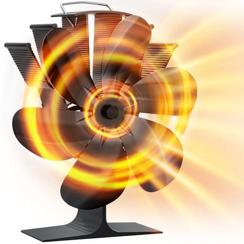 DZKKIUR Ventilatore per Stufa a Legna 6 Pale Ventilatore Effetto Termoelettrico Non Parlare Protezione dal Surriscaldamento Uso Pratico