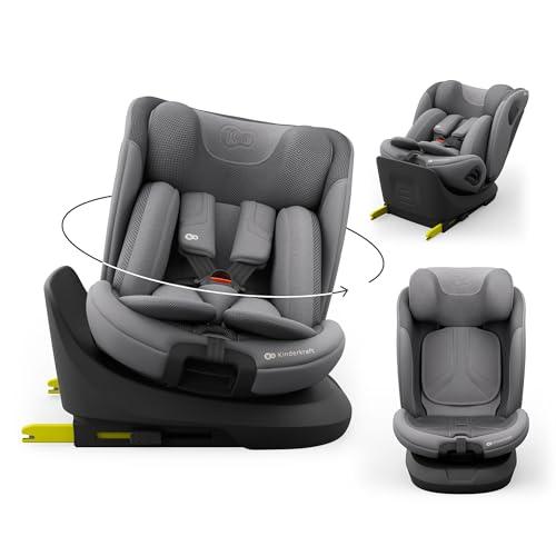 Kinderkraft I-GROW 2 PRO Seggiolino auto 0-36 kg, I-SIZE 40-150 cm, Seggiolino 360 girevole, con Isofix Base, Reclinabile Posizione sdraiata, Poggiatesta regolabile, Gruppo 0 1 2 3, Grigio