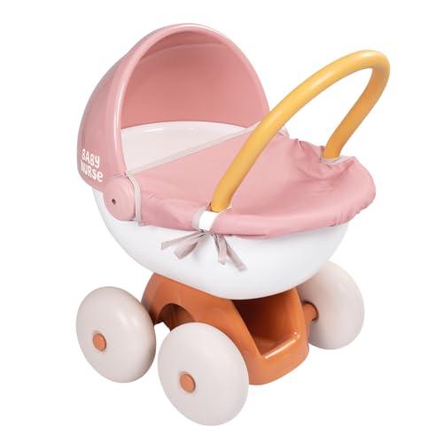 Smoby - Baby Nurse - Carrozzina Cuddle - Per neonati e bambole fino a 42 cm - Ruote silenziose - Contenitore portaoggetti - Tessuto lavabile - Materiale riciclato - Dai 18 mesi - Prodotto in Francia