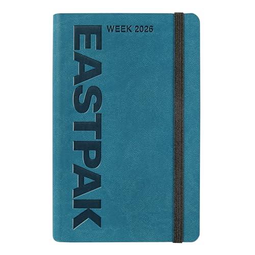 EASTPAK, Agenda 2026 Ufficiale Eastpak, Agenda Settimanale 12 Mesi Midi, Planner Settimanale con 192 Pagine, Elastico, Tasca Portatutto, Segnalibro, Calendario 2026 e 2027, Formato 9 x 14 cm, Teal
