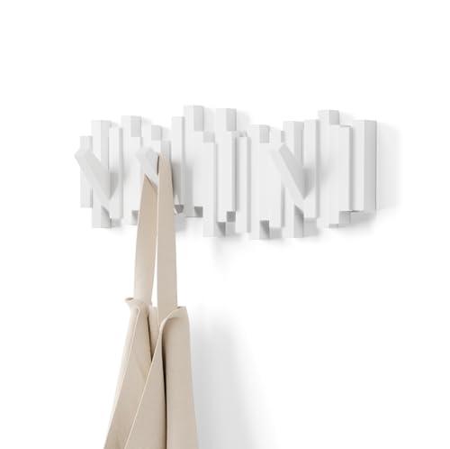 Umbra Sticks Attaccapanni Da Parete Con 5 Ganci Ribaltabili, Bianco, ‎49.53 x 3.18 x 18.42 cm, 907.18 grammi