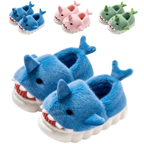 DRECAGE Pantofole Bambino Squalo Ciabatte Bambina Invernali Peluche Ciabatte Ragazze e Ragazzi Antiscivolo Scarpe Caldo Bambini Blu 36-37