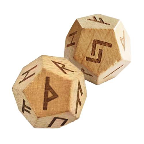 Set Di Rune In Legno - Set Di Rune Da Collezione Da 2 Pezzi, Dadi Runici Piccoli | Dadi Da Divinazione Futhark Elder Intagliati Multiuso, Rune Vichinghe Per Viaggi, Intrattenimento, Meditazione, (1,34