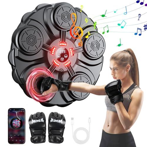 yorraka Music Boxing Machine Adulti - LED Macchina da Boxe Musicale da Parete Pugile con Guanti da Boxe - 9 modalità di velocità e modalità di Conteggio Intelligente Musica Bluetooth Boxe per Bambini