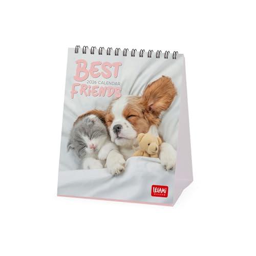 Legami - Calendario da Tavolo 2026, Best Friends, Calendario da Scrivania, 12 Mesi e Planner Annuale, in 6 Lingue, Segni zodiacali, Festività internazionali, 12 x 14.5 cm