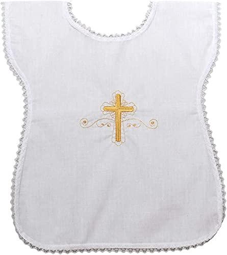 Camicia da battesimo Unisex, Vestina Made in Italy, Ricamata a Mano,Taglia Unica (Ricamo Croce)
