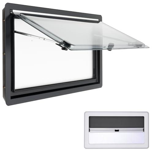 Finestra per Camper 900 x 500 mm a 70° con Zanzariera e Tenda Avvolgibile Integrata, Finestra Laterale E13 per Roulotte e Furgoni