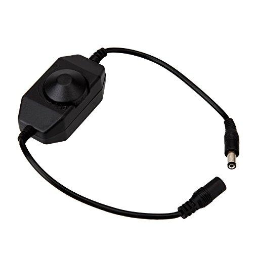 Controller LED dimmerabile Supernight 12V 5A Regolatore dimmer regolabile Regolabile per colore singolo 3528 5050 LED Strip Light con adattatore DC Jack, nero