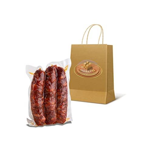 Moretti® Salsiccia Stagionata Piccante | 1 Confezione Sottovuoto da 300g Circa | Con Peperoncino Calabrese | Prodotto In Calabria