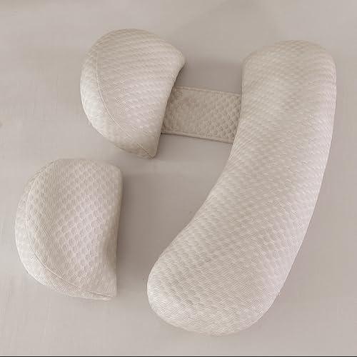 Cuscino Gravidanza per Dormire, Cuscino allattamento e Gravidanza con Fodera Raffreddamento Bambù Morbida Setosa, Cuscino Supporto Comfort Regolabile per Tutto Il Corpo e Maternità(Cachi & Grande)