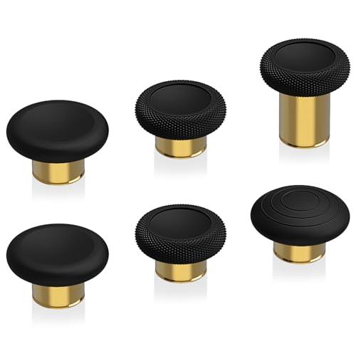 eXtremeRate 6 in 1 Levette Analogiche Metallo per Xbox Elite Series 2 Controller,Analogici Magnetici Thumbsticks per Xbox Elite Wireless Controller Series 2 Core(6 in 1)-Oro&Nero