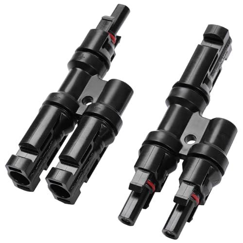 URAQT T Solari Cavo Connettori, 1 Paia 2 a 1 Connettori Solari da Cavo per Pannelli, IP67 Impermeabile MFFF/FMMM, Pannello Solare Branch Cavi Fotovoltaici Connettore