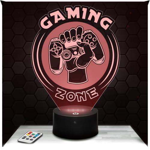 Lampephoto.fr - Lampada 3D Gaming Zone, Decorazione per Camera da Ragazzo Lampada 3D Gaming Zone oggetto Gaming Gamer Video Giochi Idea Regalo Decorazione Idea Regalo originale di per Adolescenti TOP