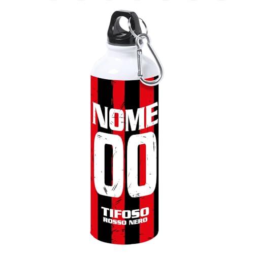 love print Borraccia Tifoso Serie A in Ceramica Sport per Tifoso Del Cuore Calcio Doc, Personalizzato con Nome e Numero (Tifoso Milanista)