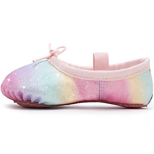 Scarpette Danza Classica Bambina Glitterate Scarpe da Ballo Suola Intera Ballerina Scarpe per Ragazze Arcobaleno EU 23