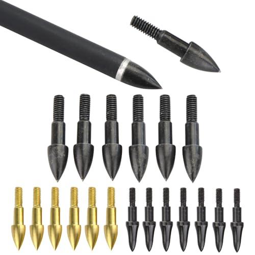 Poearcus Punte da campo per tiro con l'arco 75/100 grani Punte di freccia filettate per la caccia Arco ricurvo Arco compound Bersaglio Tiro di Pratica Punte di freccia (nero type 1, 24pcs 75grani)