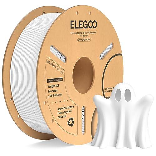 ELEGOO Filamento PLA+ 1.75mm Bianco 1KG, Filamento PLA Plus per Stampante 3D, Precisione Dimensionale +/- 0.02mm, Filamento per La Maggior Parte delle Stampanti 3D