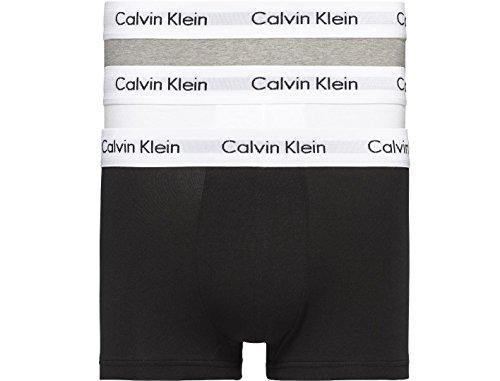 Calvin Klein Pantaloncini Boxer Confezione da 3 Uomo Low Rise Trunks Cotone Elasticizzato, Multicolore (Black/White/Grey Heather), S