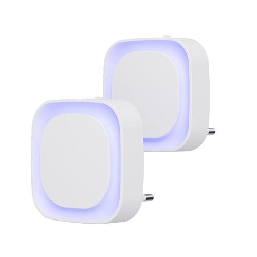 YUNLEX Presa di Luce Notturna con Sensore Crepuscolare, 3 livelli di luminosità regolabile per Camera dei Bambini, Bagno, Corridoio, Cucina, Scale, Blu